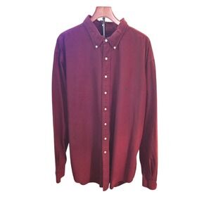 Ralph Lauren Button Down Shirt Mens 3XLT TALL Burgundy Long Sleeve Cotton‎ Pony